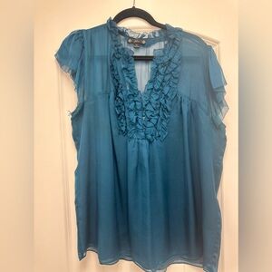 Chiffon blouse in teal